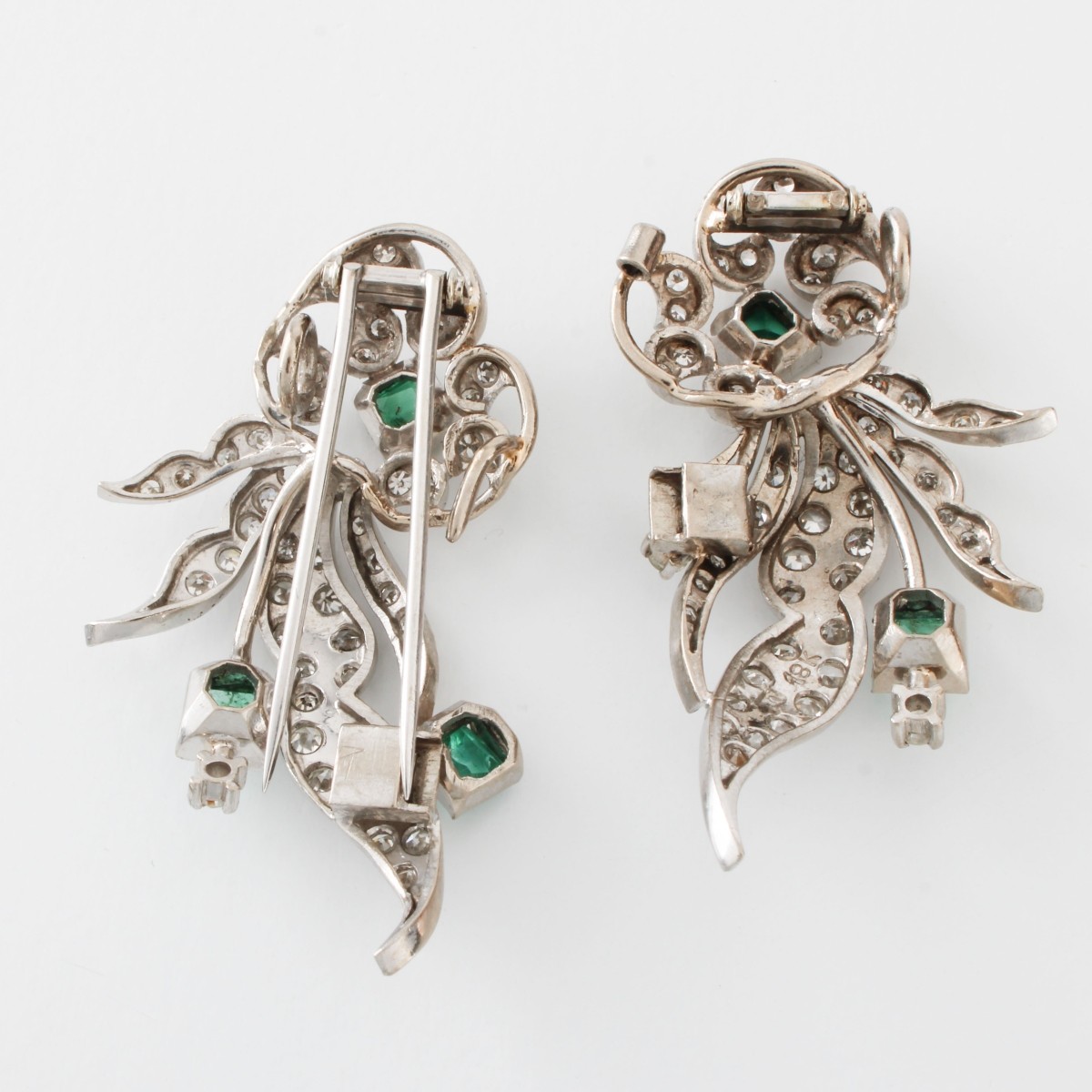 Emerald Diamond and 14K Clips