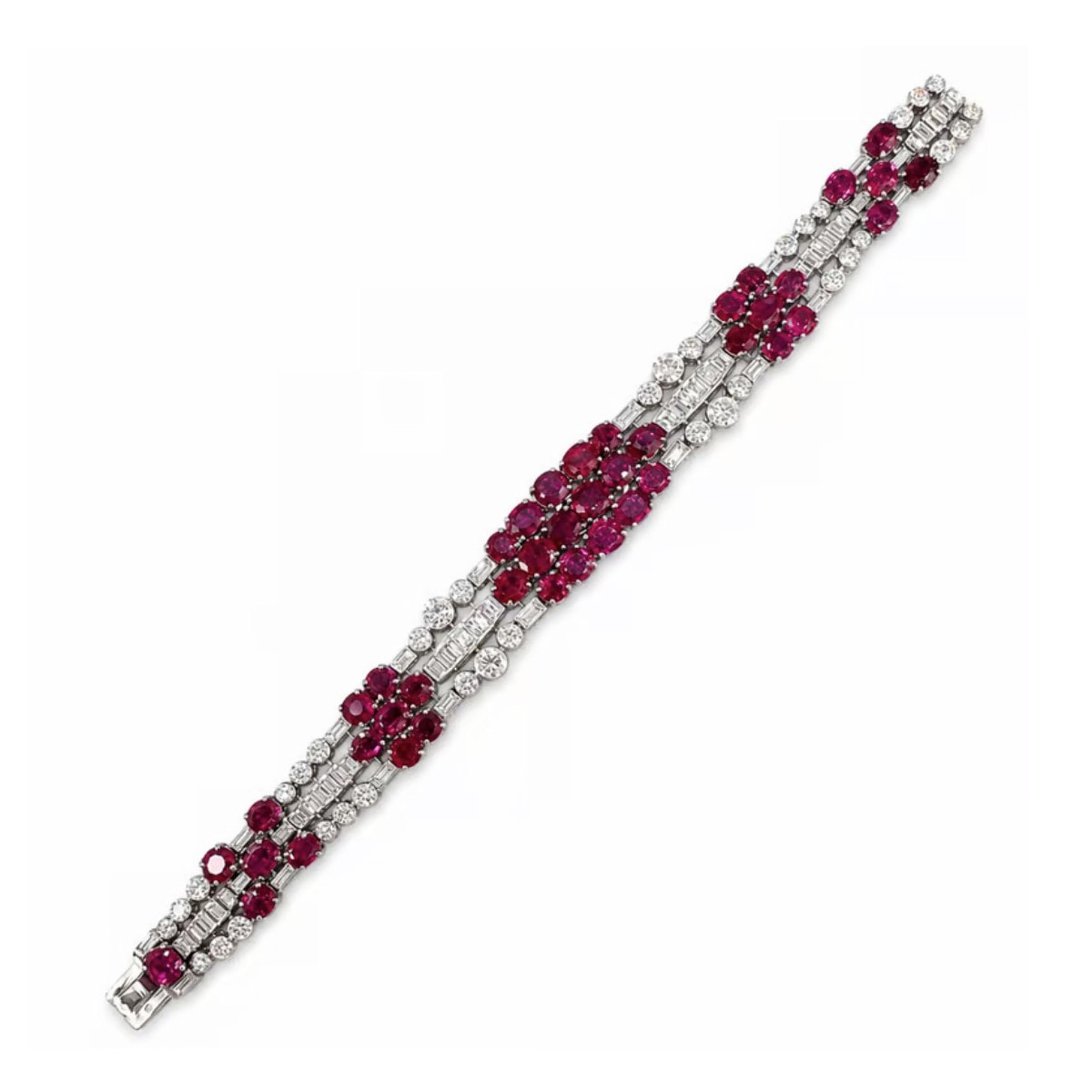 Deco GIA Ruby Diamond & Plat Bracelet