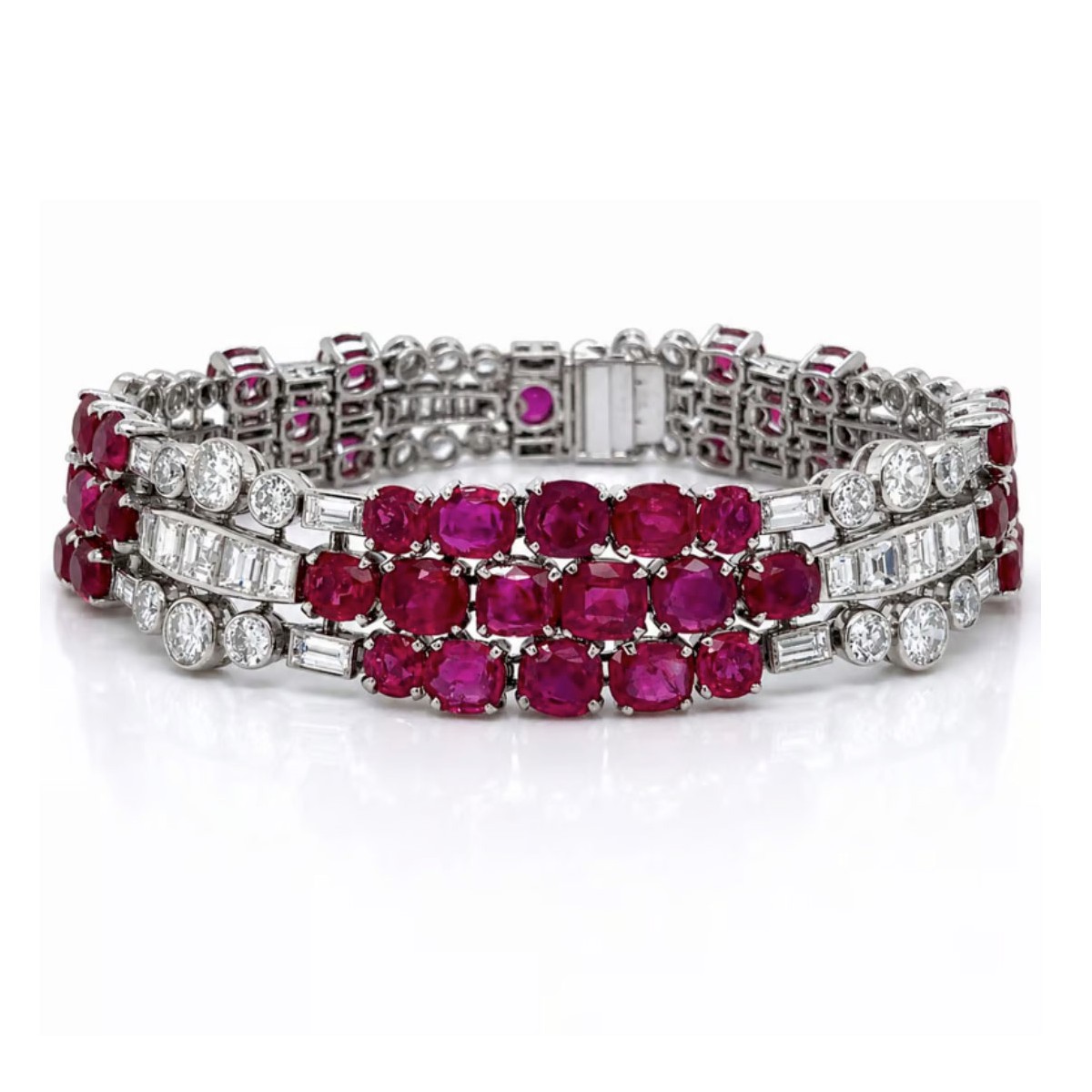 Deco GIA Ruby Diamond & Plat Bracelet
