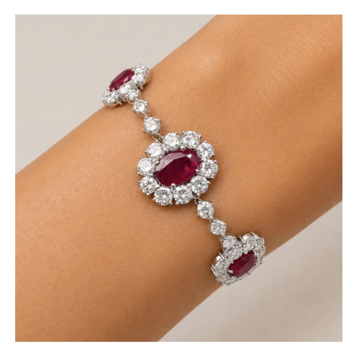 Ruby, Diamond and Platinum Bracelet