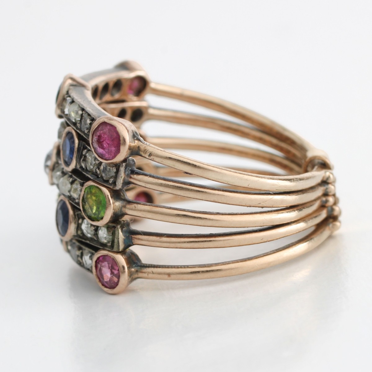 Gemstone, Diamond and 14K Ring