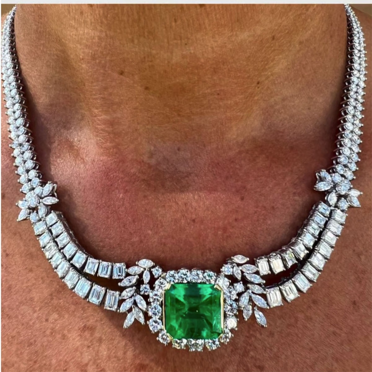 Gubelin Emerald, Diamond & 18K Necklace