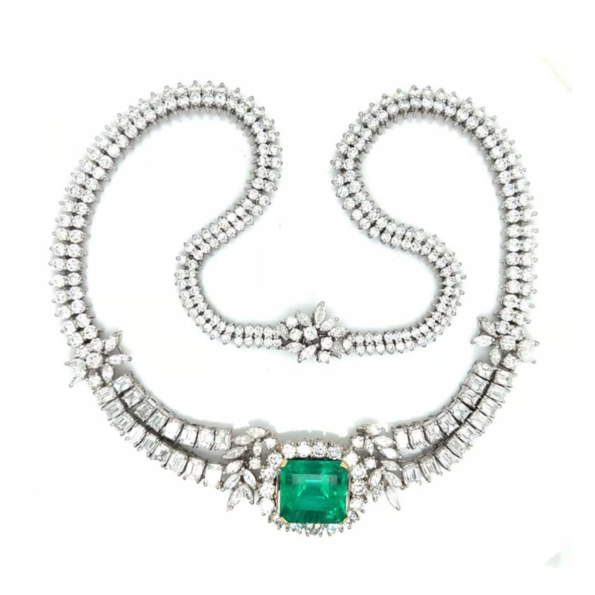 Gubelin Emerald, Diamond & 18K Necklace