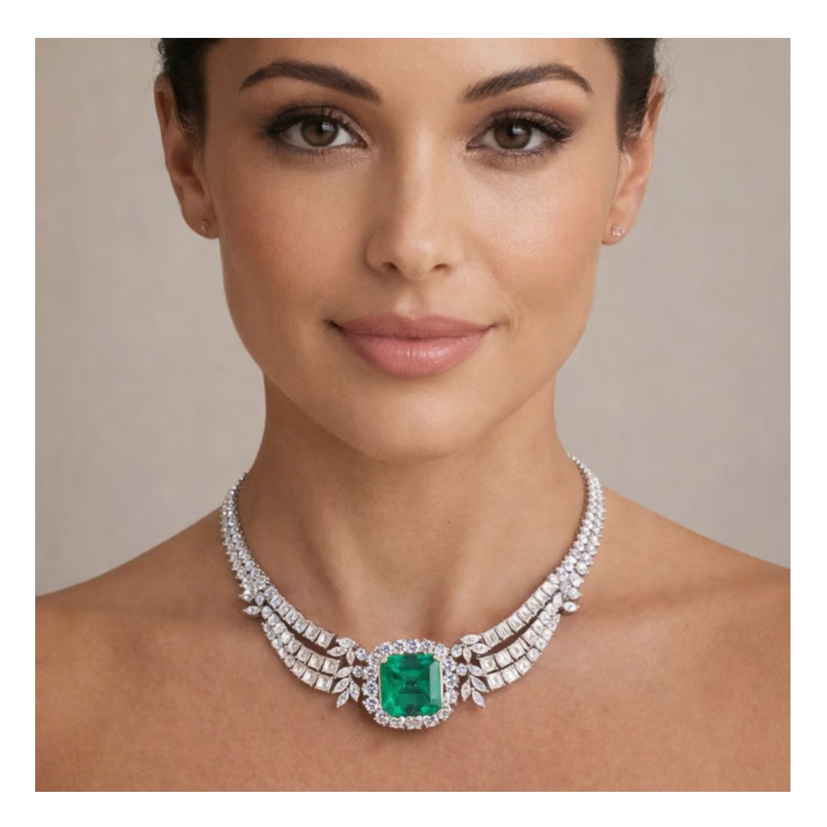 Gubelin Emerald, Diamond & 18K Necklace