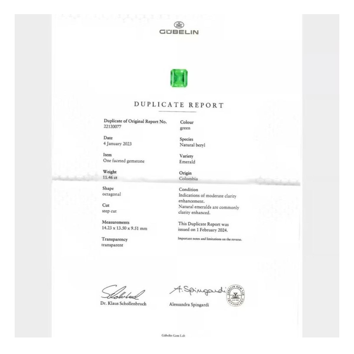 Gubelin Emerald, Diamond & 18K Necklace