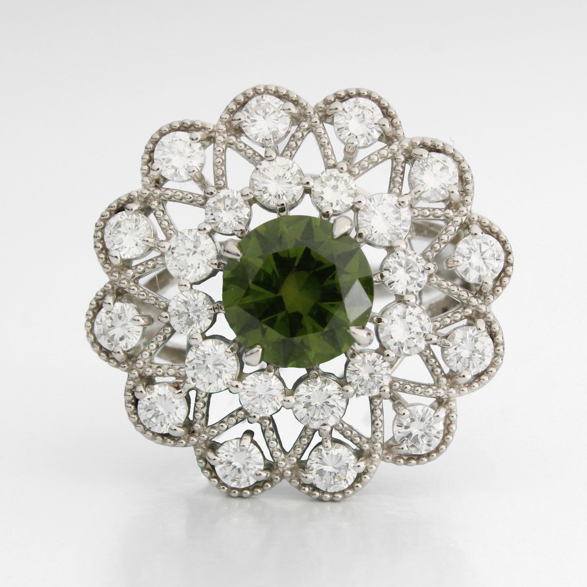 GIA Demantoid. Diamond and Plat Ring