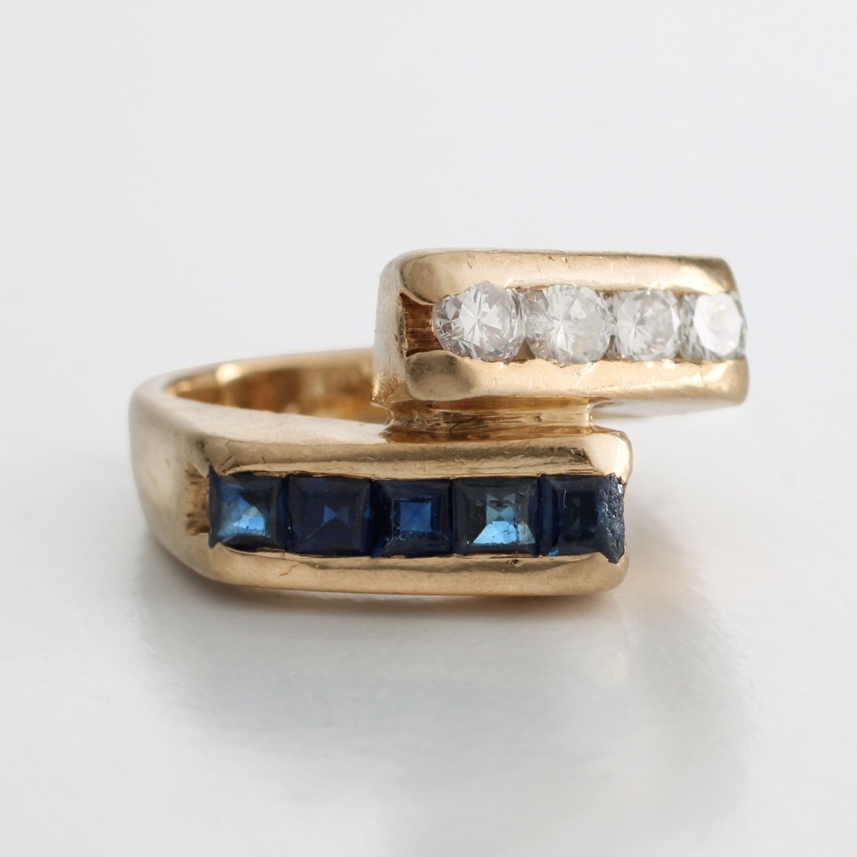 Sapphire, Diamond and 14K Ring