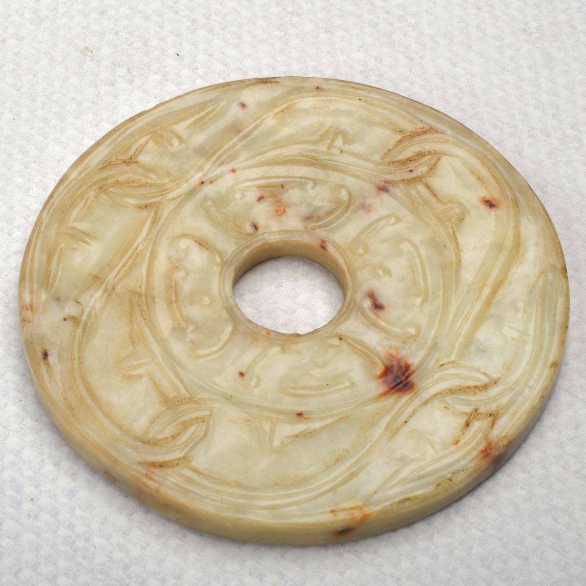 Chinese Hand Carved Stone "Bi Disk"