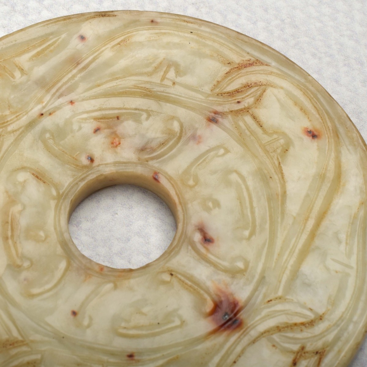 Chinese Hand Carved Stone "Bi Disk"
