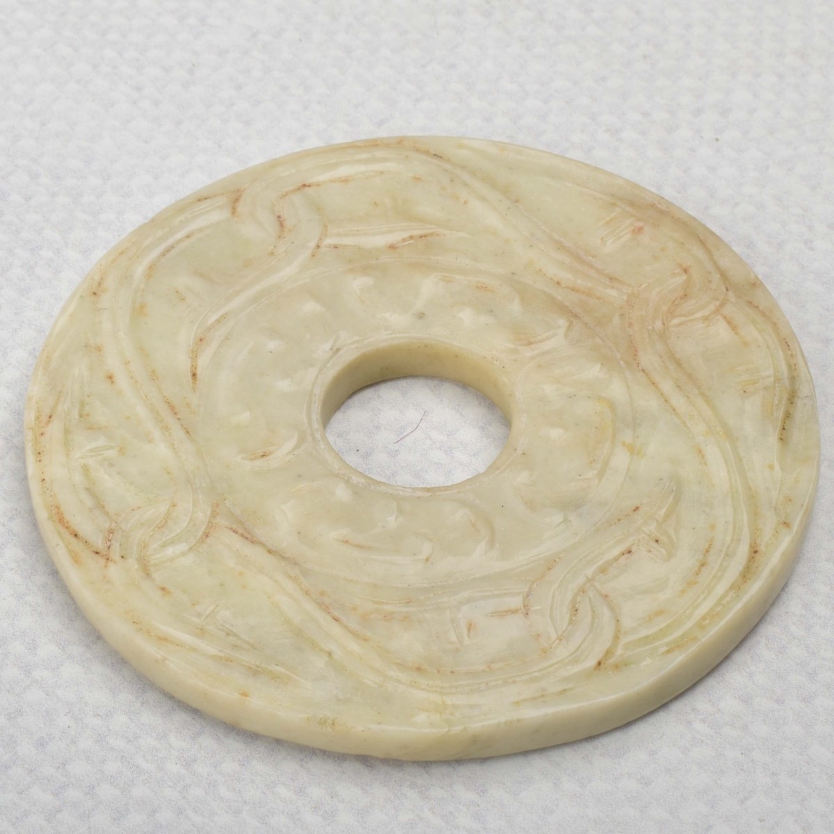 Chinese Hand Carved Stone "Bi Disk"