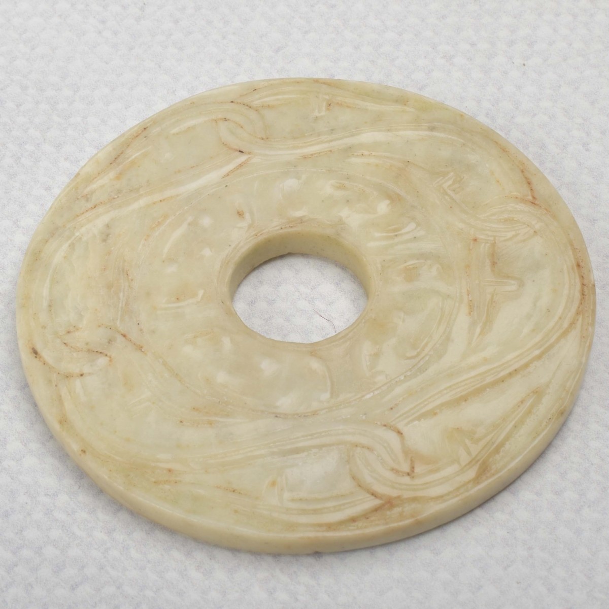 Chinese Hand Carved Stone "Bi Disk"