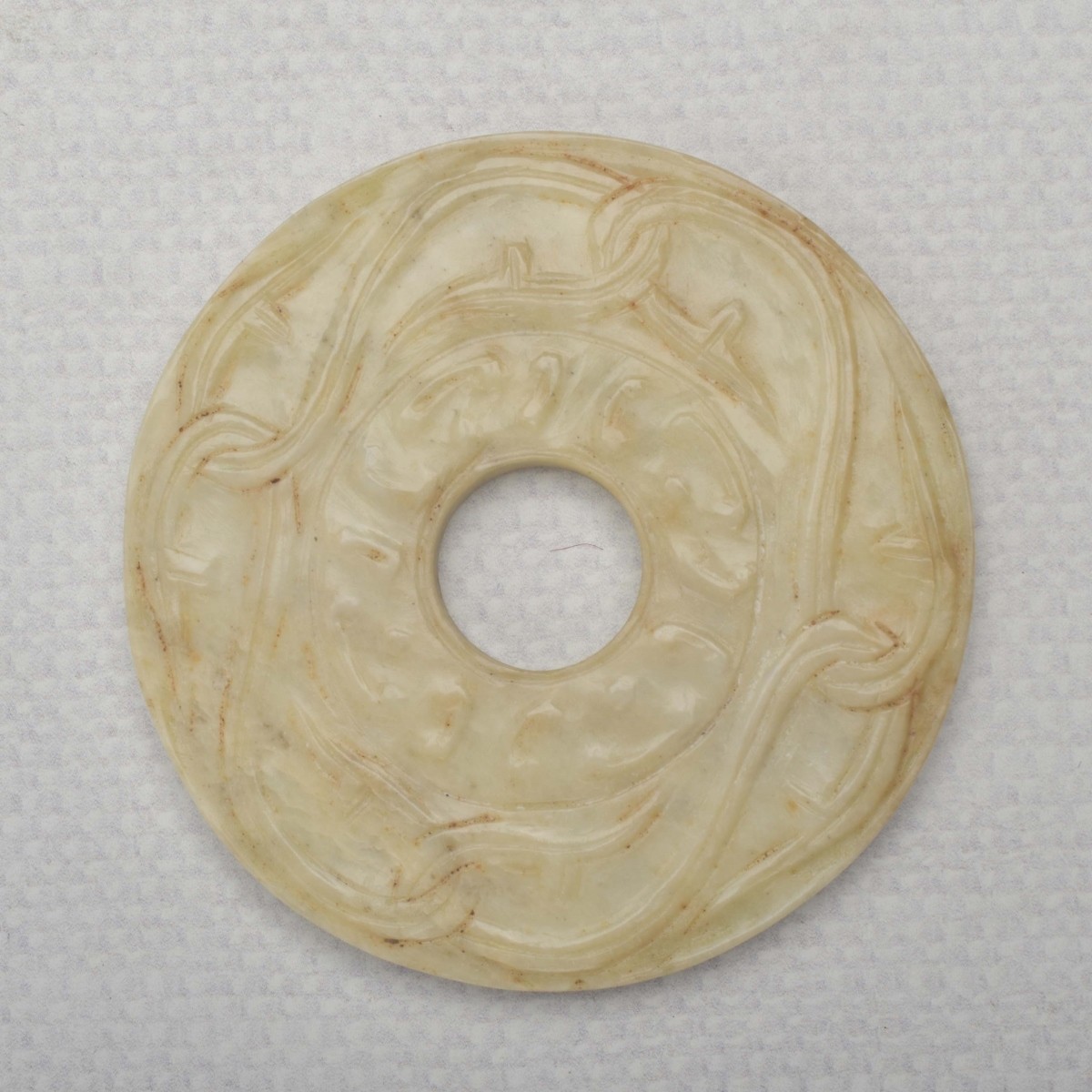 Chinese Hand Carved Stone "Bi Disk"