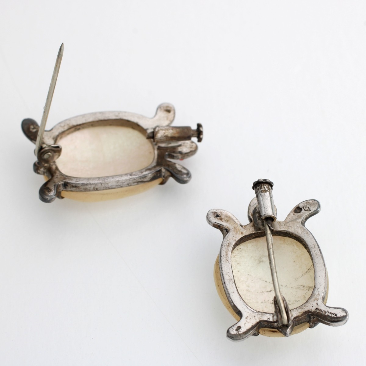 Deco MOP, Silver and Marcasite Pins