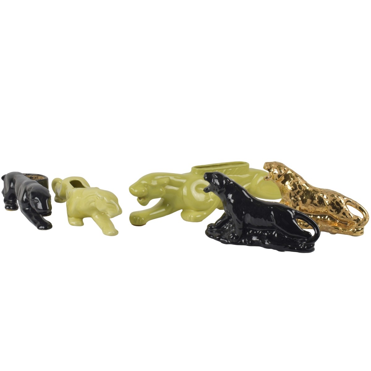 Mid-century Porcelain Panther Sculptures