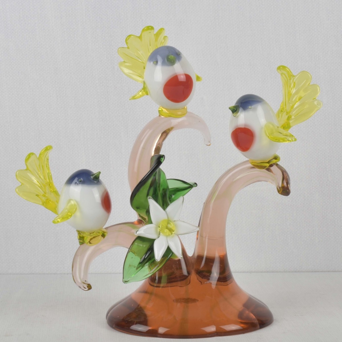 Murano Italian Three Bird Sculpture