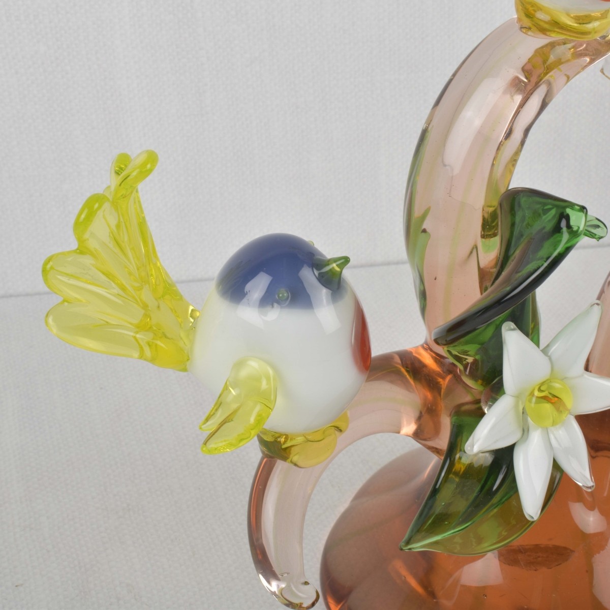 Murano Italian Three Bird Sculpture