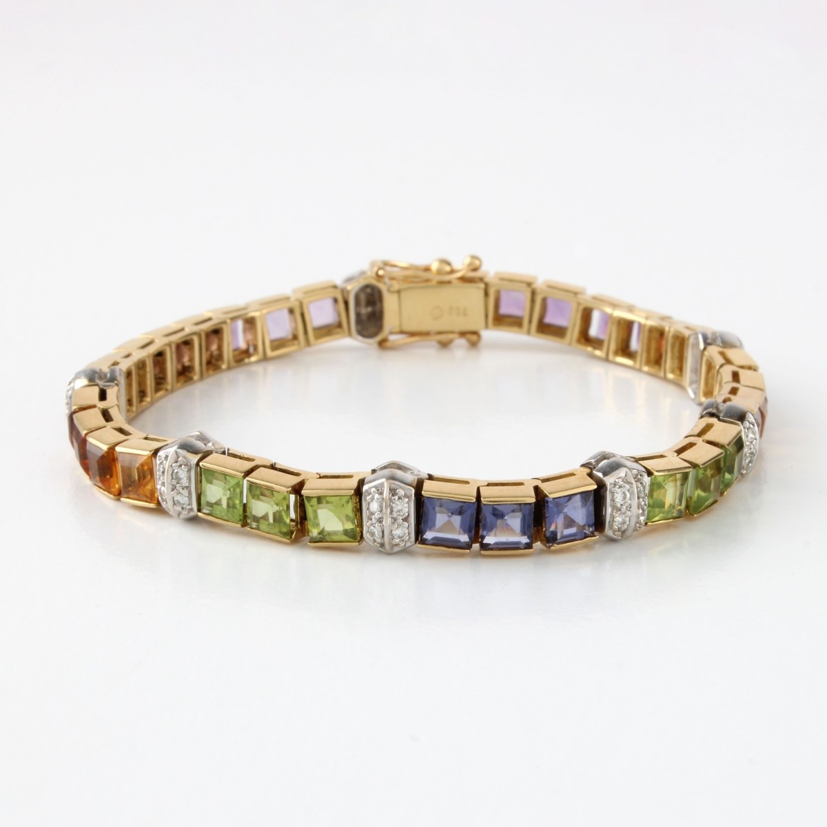 Gemstone Diamond and 18K Bracelet