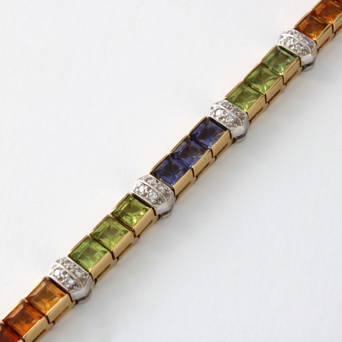 Gemstone Diamond and 18K Bracelet