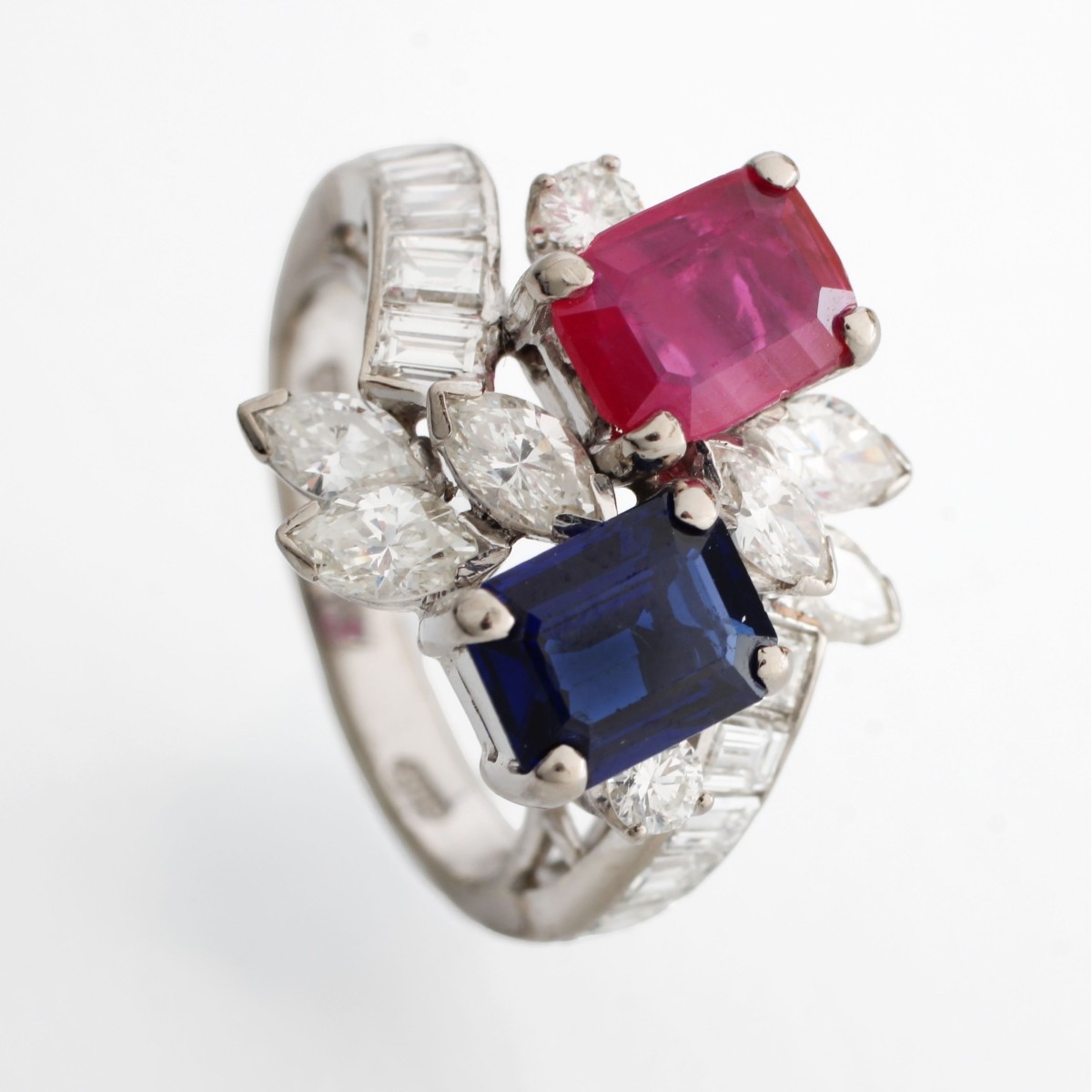 Diamond, Ruby, Sapphire and 14K Ring