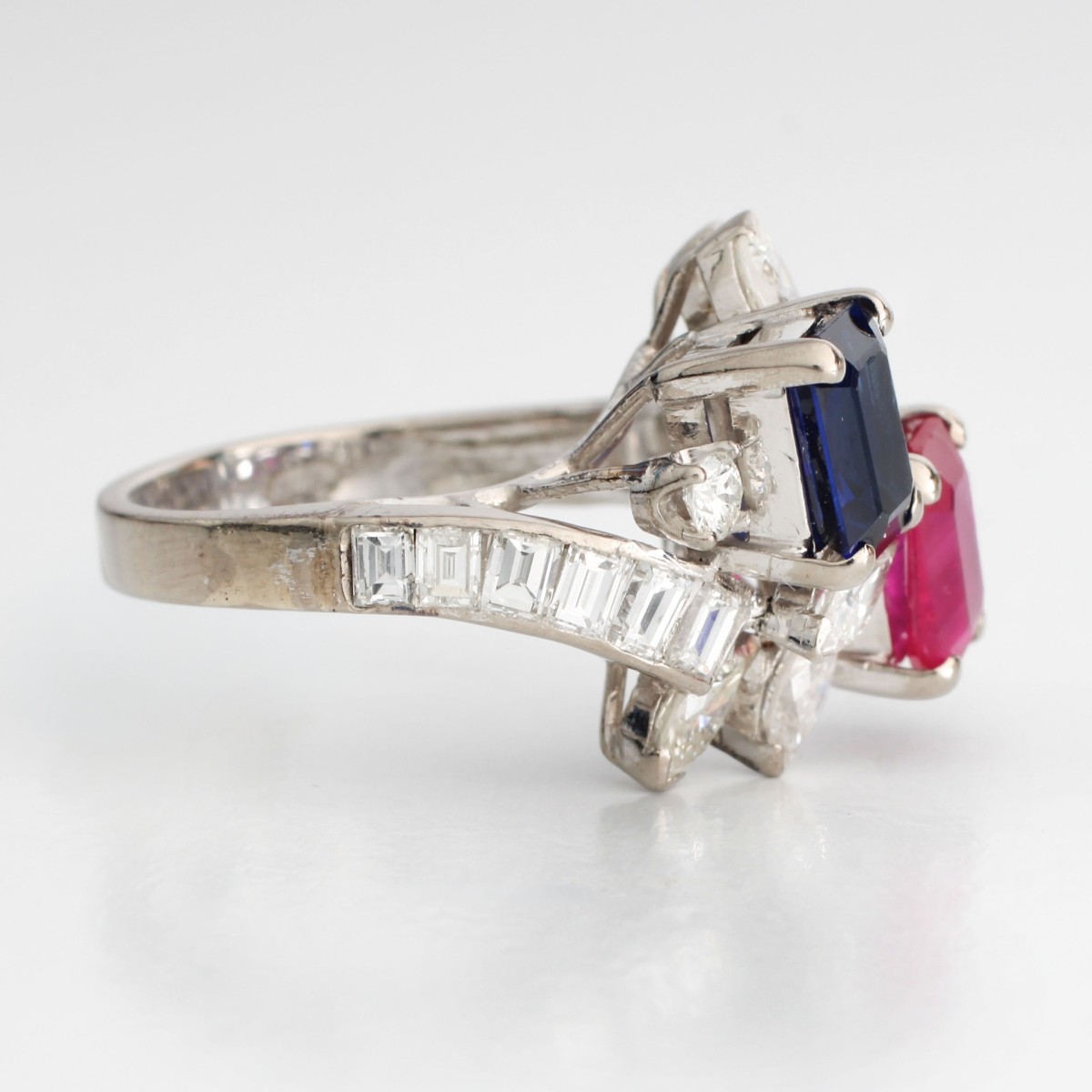 Diamond, Ruby, Sapphire and 14K Ring