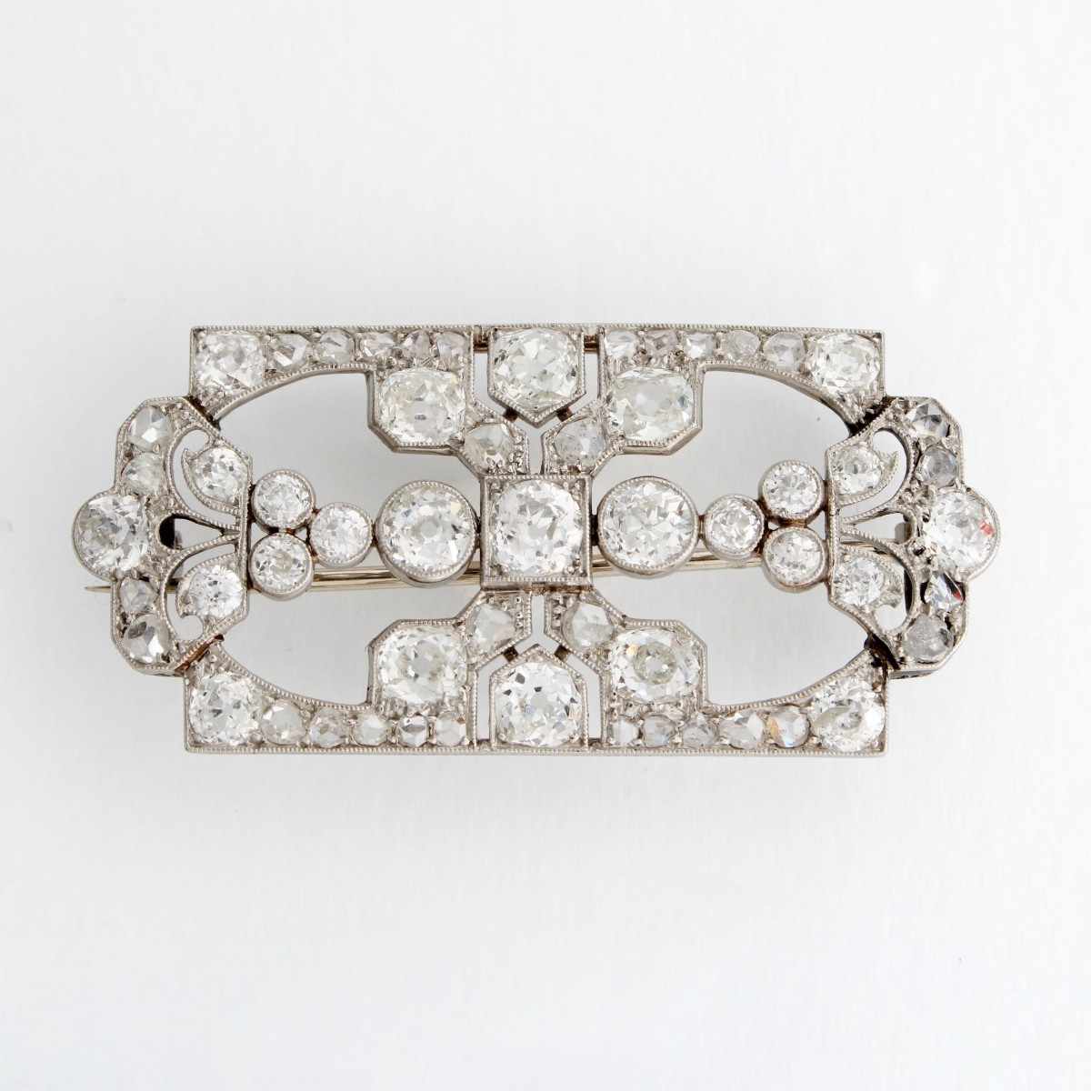 Deco Diamond and Plat Brooch