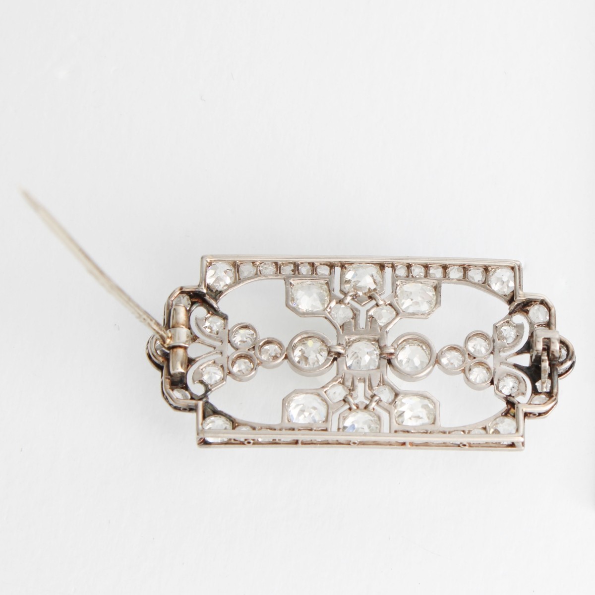 Deco Diamond and Plat Brooch