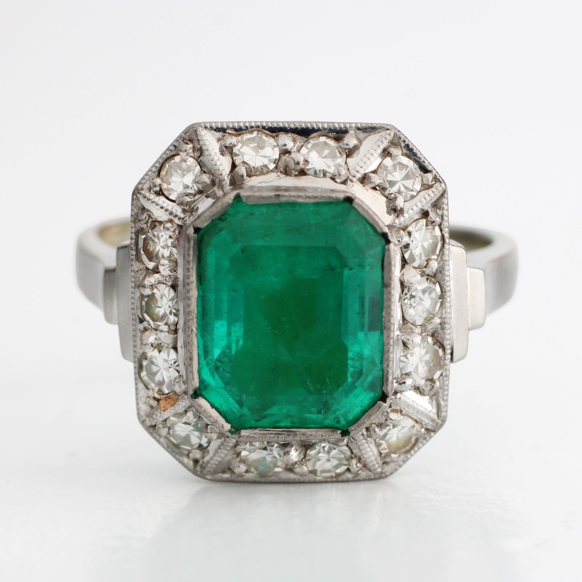 Deco Emerald Diamond & 18K Ring