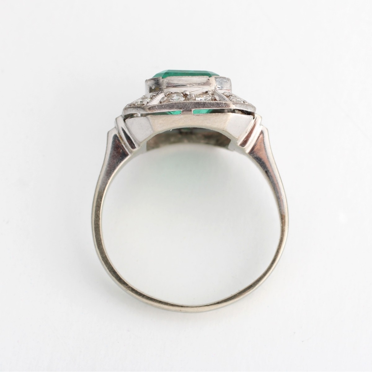 Deco Emerald Diamond & 18K Ring